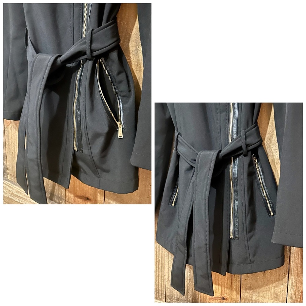 Michael Kors Black Asymmetrical Zip Trench Coat. Women’s Size Medium. - Picture 9 of 16